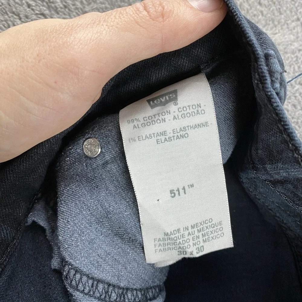 Levis‎ 511 Slim Straight Jeans Mens 30x30 Black Low Rise